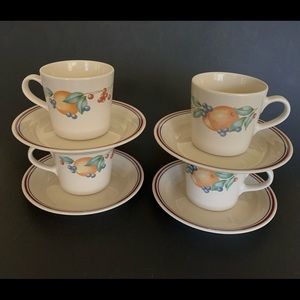 Corelle Corning ABUNDANCE Cups & Saucers Set 4